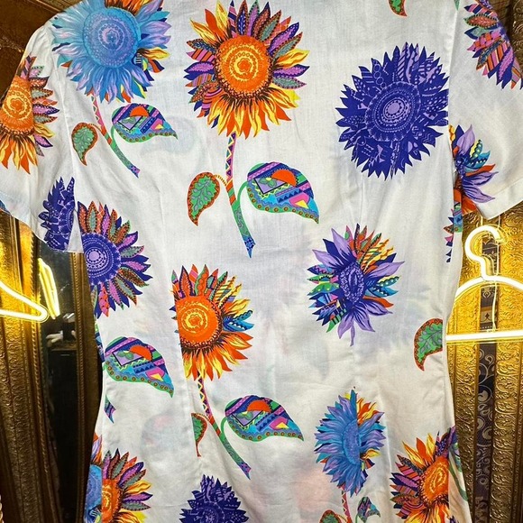 Istante By Versace Multicolored Sunflower Print Short Sleeve Button Down from - Picture 7 of 7